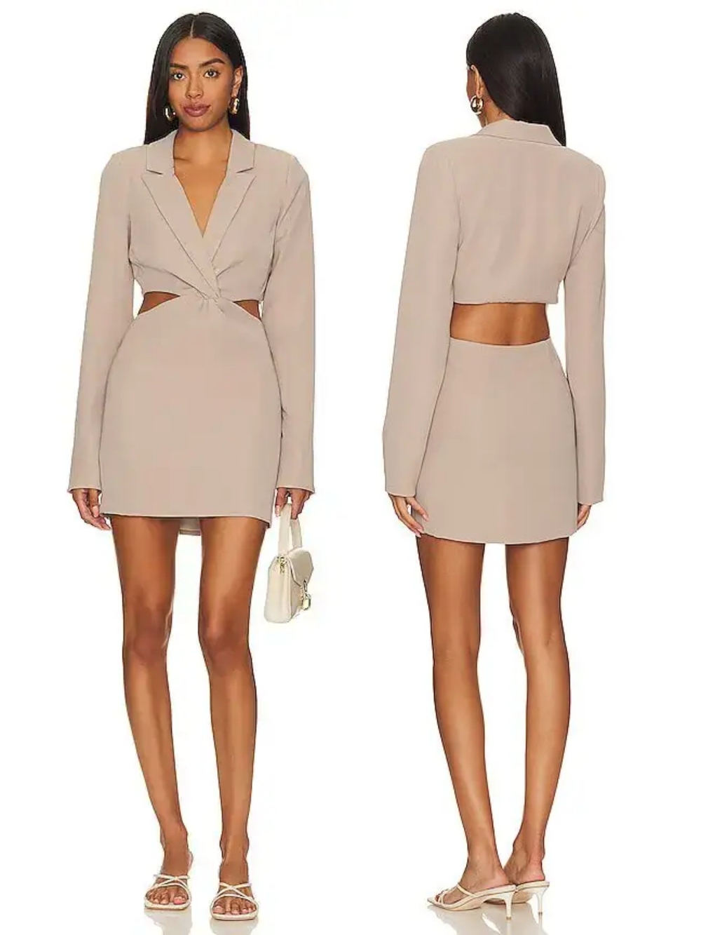 Majorelle Leticia Blazer Dress Cutout Mini in Beige Size Small